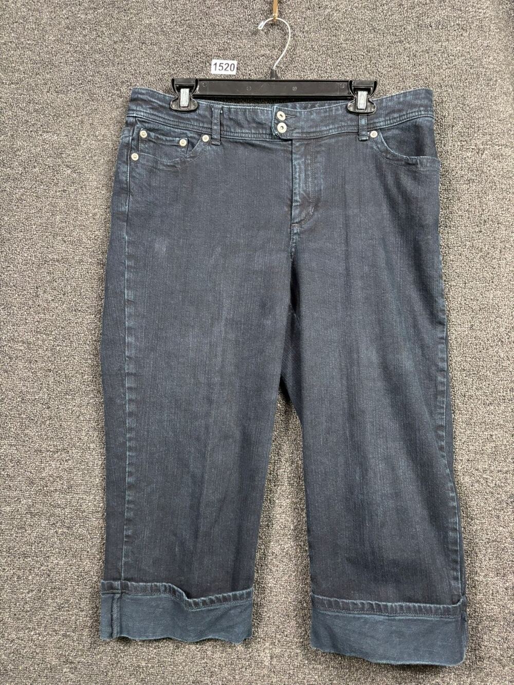 Chico's Platinum Capri Jeans Cropped Womens Size 2 US 12 Blue Dark Wash Mid Rise